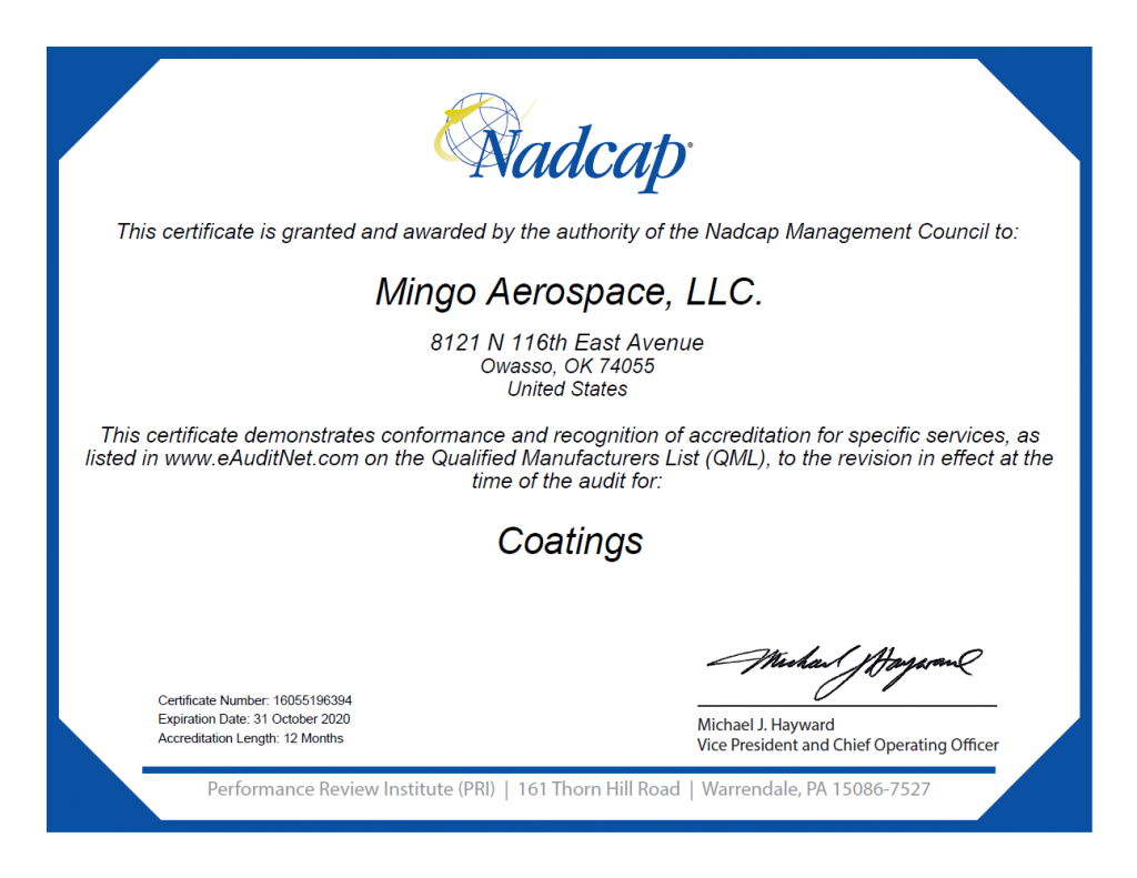 NADCAP Certificate